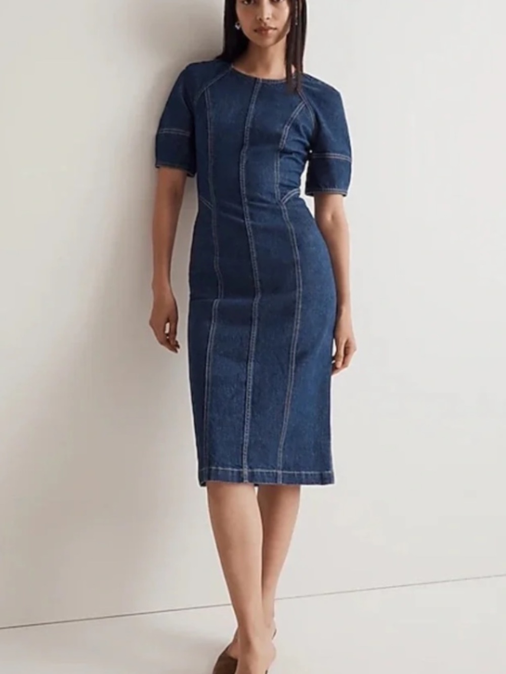 Madewell Denim Midi Dress with short sleeves Size 4